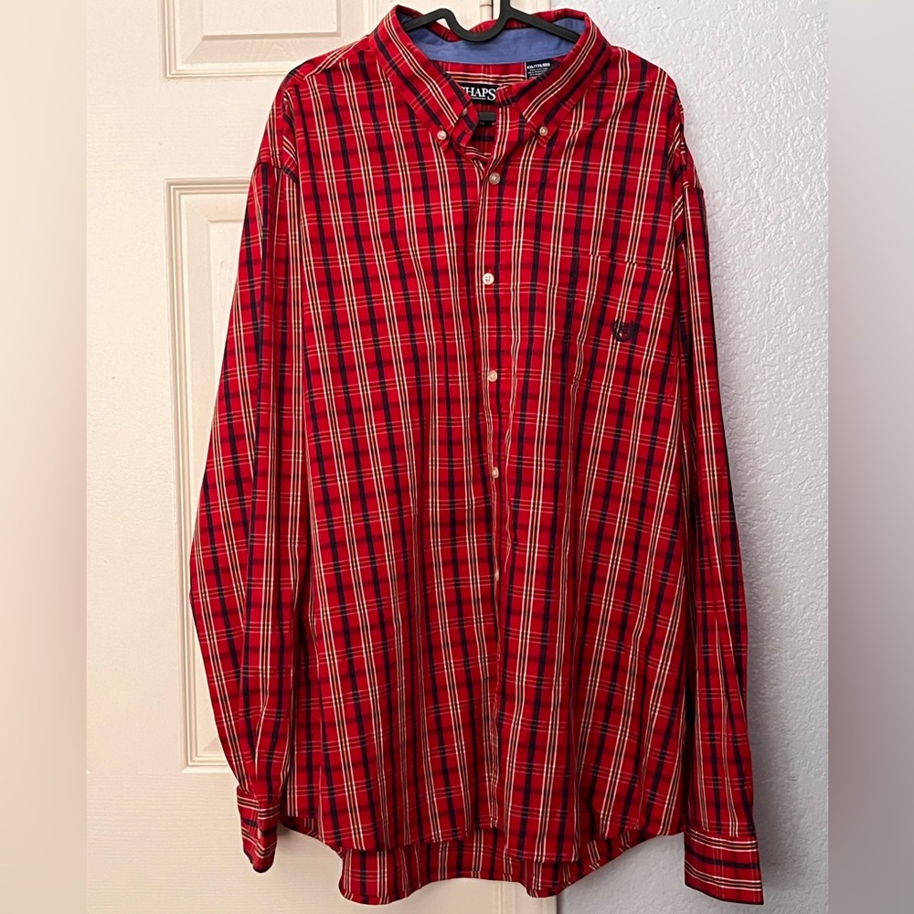 Chaps Red and White Plaid Men's Shirt